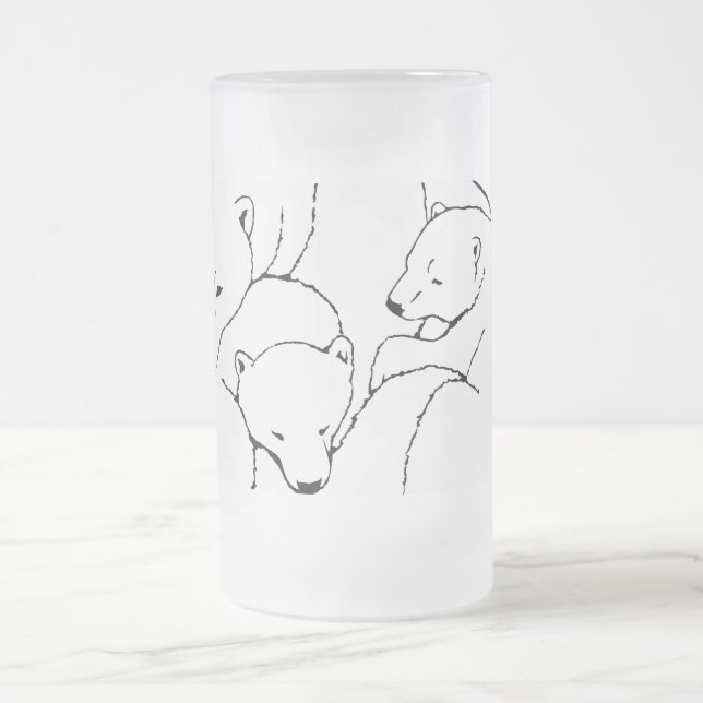 Caneca De Cerveja Vidro Jateado Urso Polar Vidro Mata De Vidro Mãe E Cubs Urso Mug (Centro)