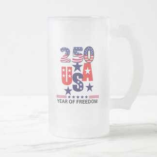 Caneca De Cerveja Vidro Jateado Usa 250th anniversary patriotic 4th of July 