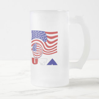 Caneca De Cerveja Vidro Jateado USA Flag Soccer Ball