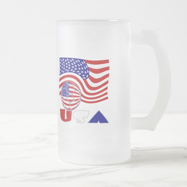Caneca De Cerveja Vidro Jateado USA Flag Soccer Ball (Direita)