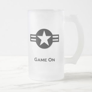 Caneca De Cerveja Vidro Jateado USA Game On Black