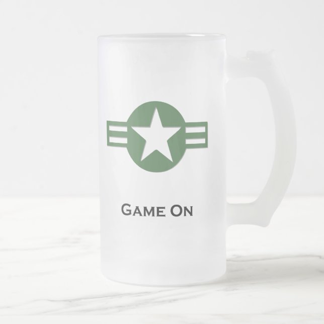 Caneca De Cerveja Vidro Jateado USA Game On Green (Direita)