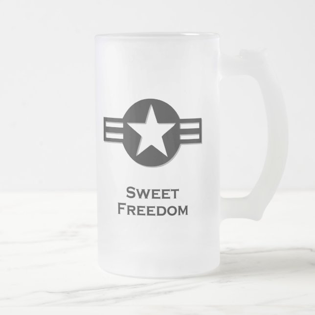 Caneca De Cerveja Vidro Jateado USA Sweet Freedom black (Direita)