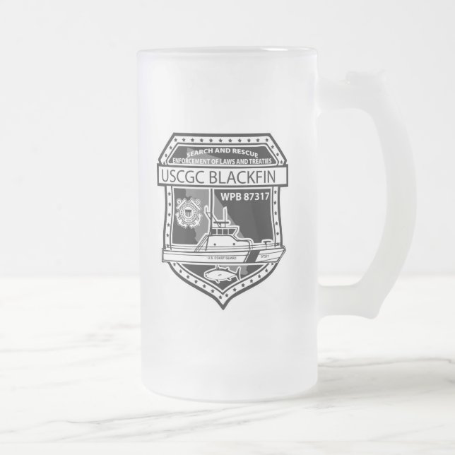 Caneca De Cerveja Vidro Jateado USCGC Blackfin WPB-87317 (Direita)