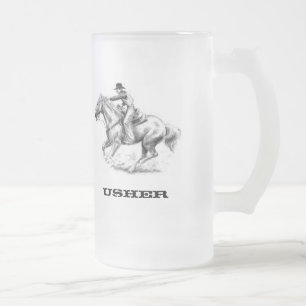 Caneca De Cerveja Vidro Jateado Usher, fosco ocidental do casamento