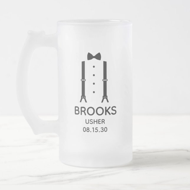 Caneca De Cerveja Vidro Jateado Usher Gravata Borboleta Preta (Esquerda)