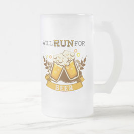 Caneca De Cerveja Vidro Jateado Vai correr para a cerveja, correndo design
