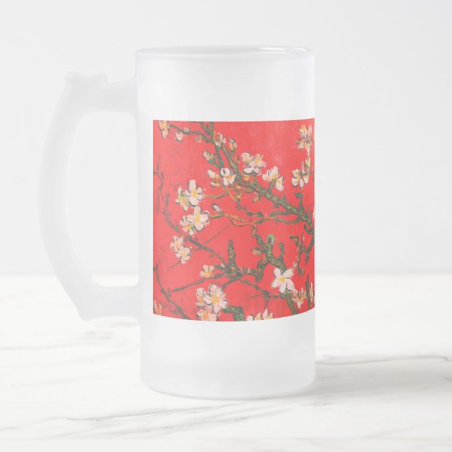 Caneca De Cerveja Vidro Jateado Van Gogh Almond Blossoms Red (Esquerda)