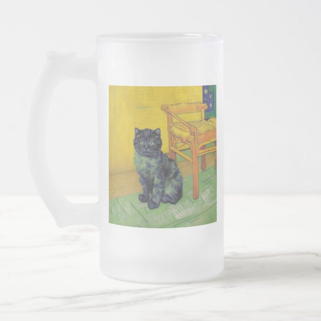 Caneca De Cerveja Vidro Jateado Van Gogh Black Cat (Esquerda)