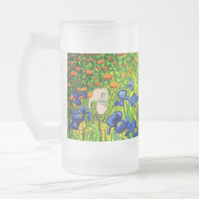Caneca De Cerveja Vidro Jateado Van Gogh Irises (Esquerda)