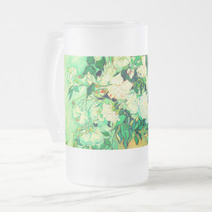 Caneca De Cerveja Vidro Jateado Van Gogh White Roses