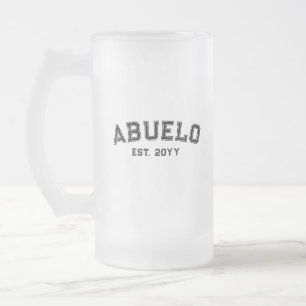 Caneca De Cerveja Vidro Jateado Varsity Negrito Abuelo Apelido Ano de Est