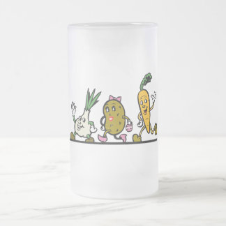 Caneca De Cerveja Vidro Jateado vegetais running engraçados