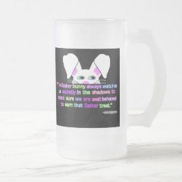 Caneca De Cerveja Vidro Jateado Vejo Você, Fosco De Coelho Da Páscoa.