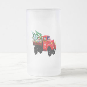Caneca De Cerveja Vidro Jateado Vem aqui o caminhão da fazenda de árvore do Nata