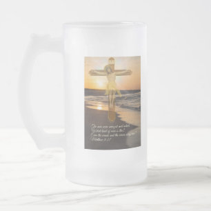 Caneca De Cerveja Vidro Jateado Vento E Ondas Obedecem-No
