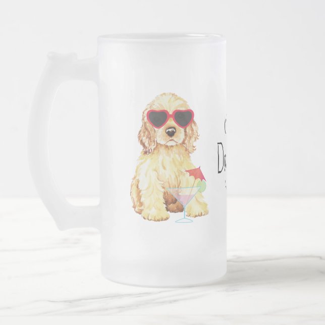 Caneca De Cerveja Vidro Jateado Verão cocker spaniel (Esquerda)