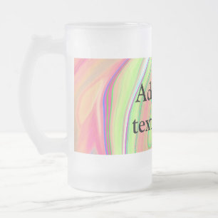 Caneca De Cerveja Vidro Jateado verde laranja simples aquarela adicione seu texto