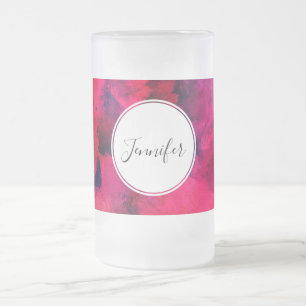 Caneca De Cerveja Vidro Jateado Vermelho escuro e roxo - Abstrato