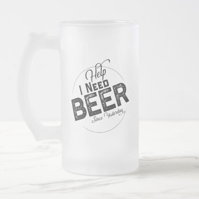 Caneca De Cerveja Vidro Jateado Viagem de cerveja engraçada ou Fosco de festa (Esquerda)