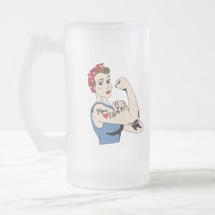 Caneca De Cerveja Vidro Jateado Vida retro da mamã com seu texto feito sob