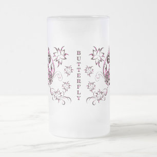 Caneca De Cerveja Vidro Jateado Vidro da cerveja borboleta