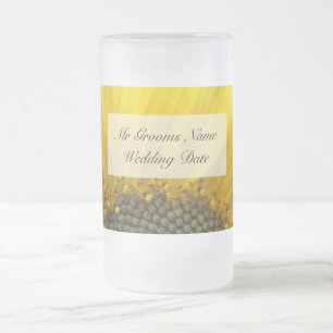 Caneca De Cerveja Vidro Jateado Vidro de Casamento de Impressão de girassol