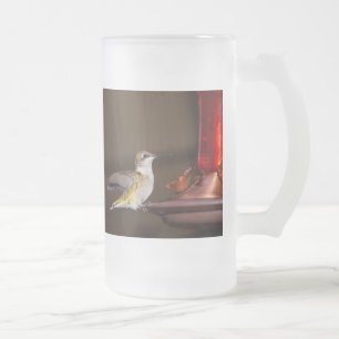 Caneca De Cerveja Vidro Jateado Vidro de Fosco de Hummingbird com garganta de rubi