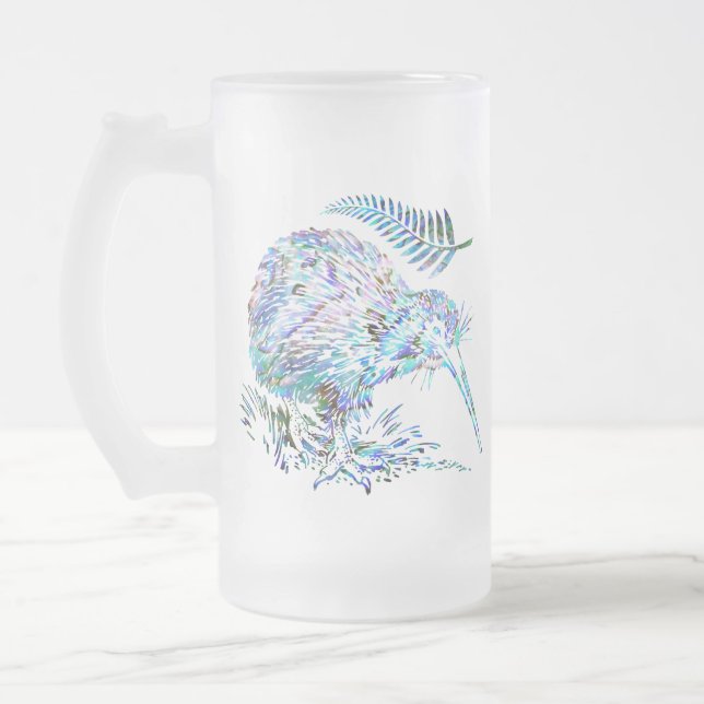 CANECA DE CERVEJA VIDRO JATEADO VIDRO DE NOVA ZEALAND KIWI PAUA (Esquerda)