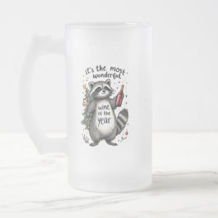 Caneca De Cerveja Vidro Jateado Vinho Maravilhoso do Ano Raccoon
