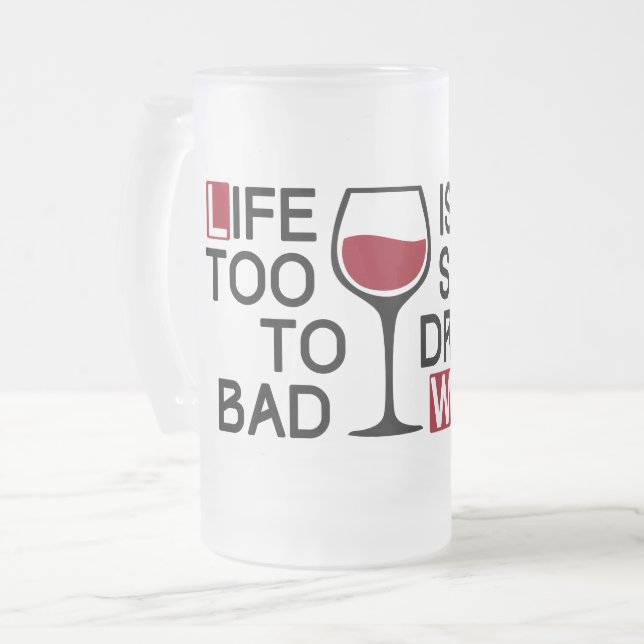 Caneca De Cerveja Vidro Jateado Vinho ruim (Frente Esquerda)