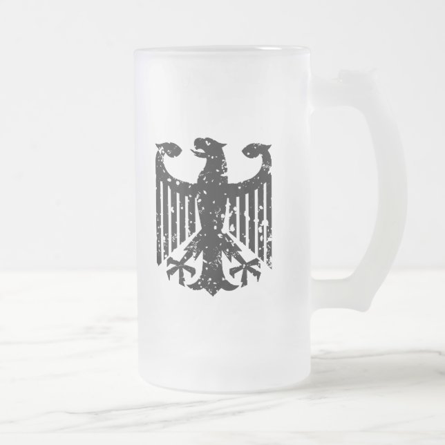 Caneca De Cerveja Vidro Jateado Vintage German Eagle (Direita)
