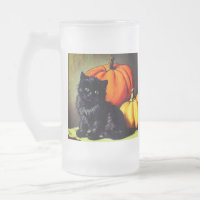 Vintage Halloween Black Cat e Pumpkins