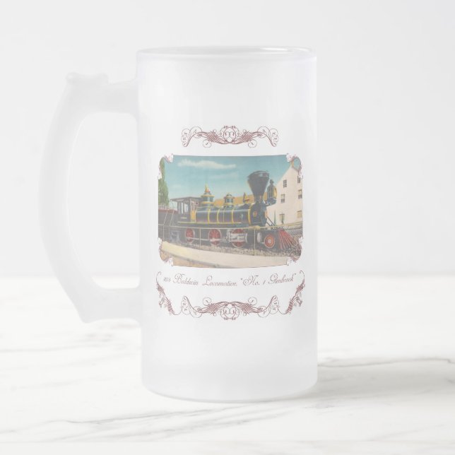 Caneca De Cerveja Vidro Jateado Vintage Locomotive Fosco Mug (Esquerda)