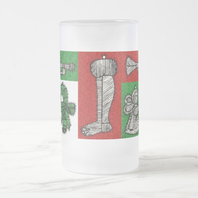 Caneca De Cerveja Vidro Jateado Vintage Ornaments (Centro)