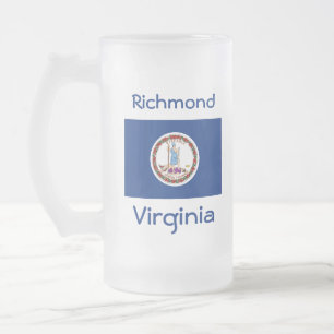 Caneca De Cerveja Vidro Jateado Virginia Flag Map City Mug