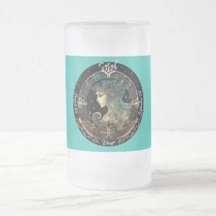 Caneca De Cerveja Vidro Jateado Virgo Zodíaco Personalizável