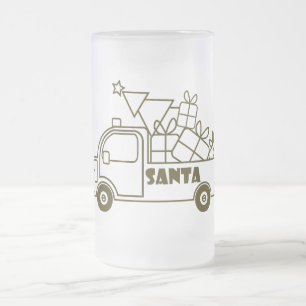 Caneca De Cerveja Vidro Jateado Visão geral do lado do carro dos Papais noeis de c