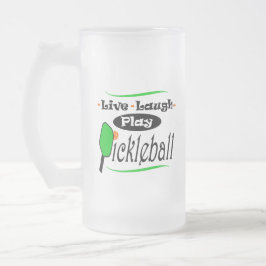 Caneca De Cerveja Vidro Jateado Vive o jogo Pickleball do riso