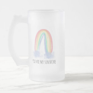 Caneca De Cerveja Vidro Jateado Você é meu arco-íris pintado à aguarela sol