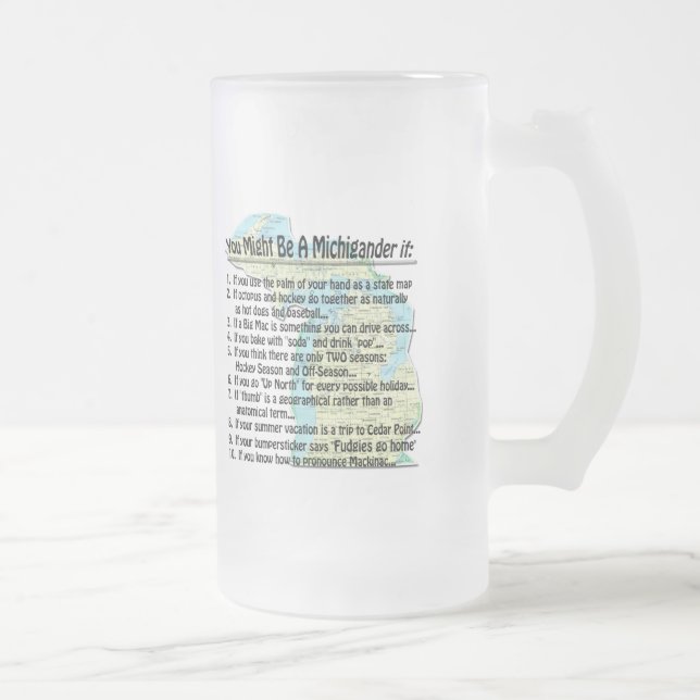 Caneca De Cerveja Vidro Jateado Você Pode Ser Um Michigander Se: (Direita)
