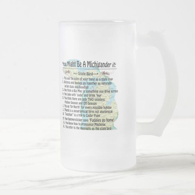 Caneca De Cerveja Vidro Jateado Você Pode Ser Um Michigander Se: (Direita)