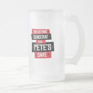 Caneca De Cerveja Vidro Jateado Votando Democrata por causa do Pete