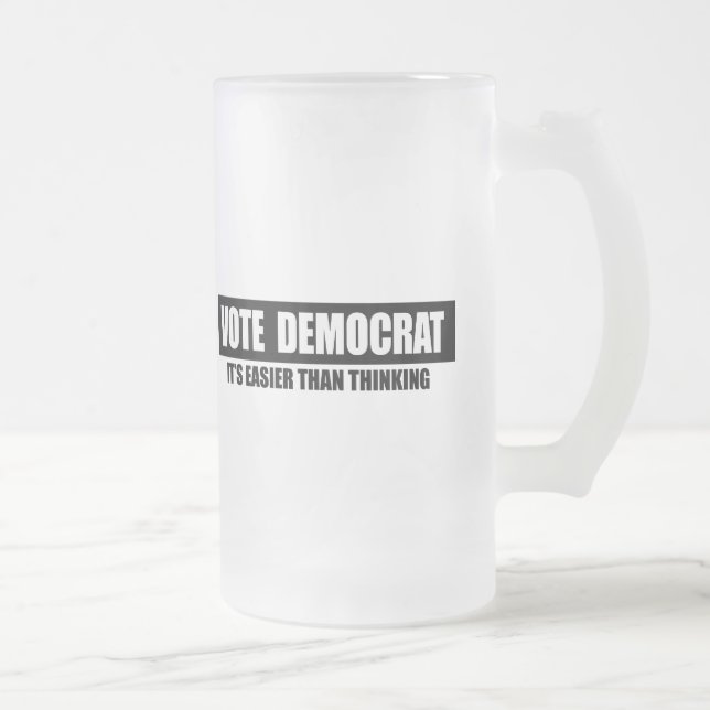 CANECA DE CERVEJA VIDRO JATEADO VOTO DEMOCRATA - SEU MAIS FÁCIL DO QUE PENSANDO (Direita)
