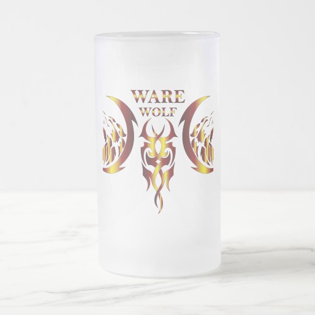Caneca De Cerveja Vidro Jateado Ware Wolf Beer Glass (Centro)