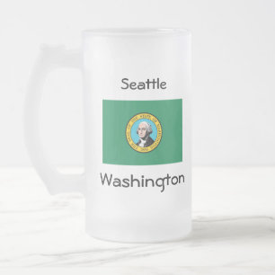 Caneca De Cerveja Vidro Jateado Washington Flag Map City Mug