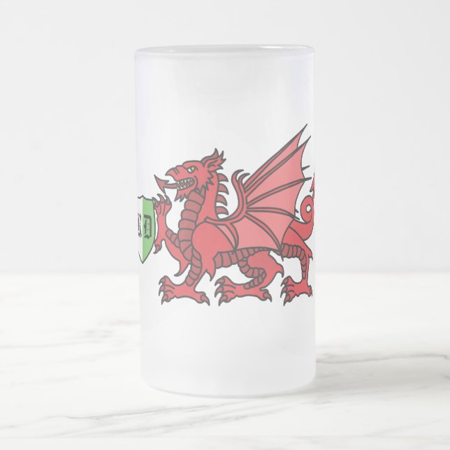 Caneca De Cerveja Vidro Jateado Welsh Dragon Monograma (Centro)