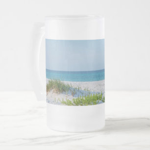 Caneca De Cerveja Vidro Jateado White Sandy Beach, Flórida, Fosco da costa da Fl