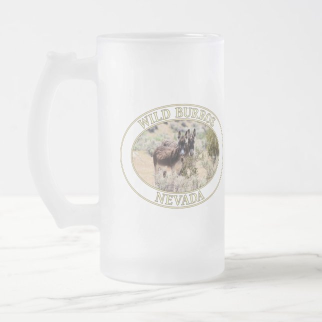 Caneca De Cerveja Vidro Jateado Wild Burros / Donkeys de Nevada (Esquerda)