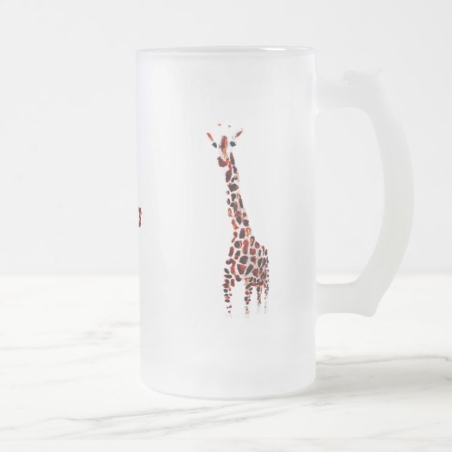 Caneca De Cerveja Vidro Jateado Willife Art Girafes Nome Personalizado (Direita)